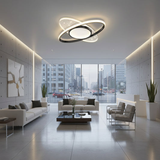 Πολυέλαιος LED με τηλεχειριστήριο VARIO 69W, Οβάλ, Κρύο/Ζεστό/Ουδέτερο φως, Ρυθμιζόμενο, Μαύροι πολυέλαιοι LED με τηλεχειριστήριο Προεπιλεγμένος τίτλος Alessandro Design