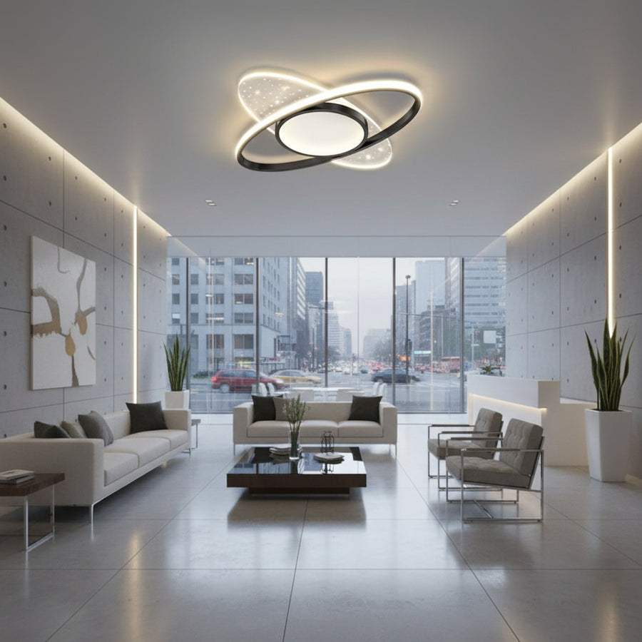 Πολυέλαιος LED με τηλεχειριστήριο VARIO 69W, Οβάλ, Κρύο/Ζεστό/Ουδέτερο φως, Ρυθμιζόμενο, Μαύροι πολυέλαιοι LED με τηλεχειριστήριο Προεπιλεγμένος τίτλος Alessandro Design