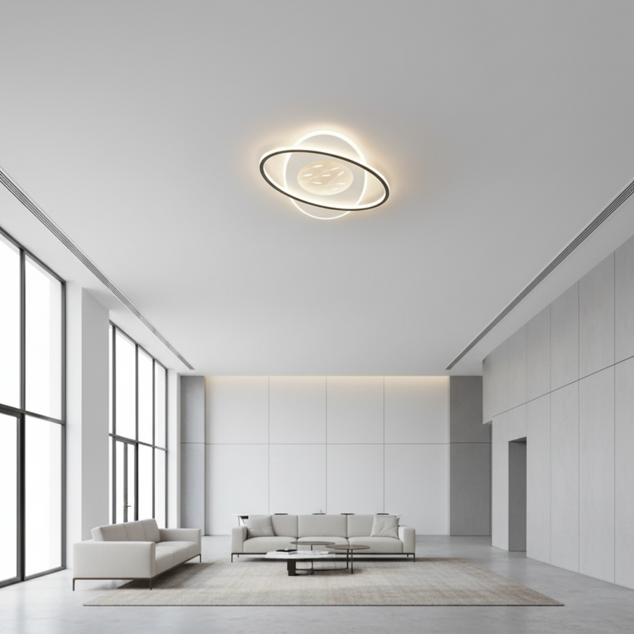 Πολυέλαιος LED με τηλεχειριστήριο VOLTA 125W, Οβάλ, Κρύο/Ζεστό/Ουδέτερο φως, Ρυθμιζόμενο, Μαύρο
