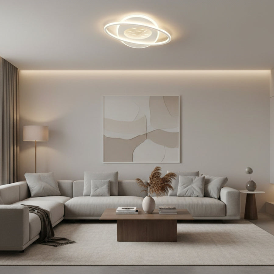 Πολυέλαιος LED με τηλεχειριστήριο VOLTA 125W, Οβάλ, Κρύο/Ζεστό/Ουδέτερο φως, Ρυθμιζόμενο, Λευκό