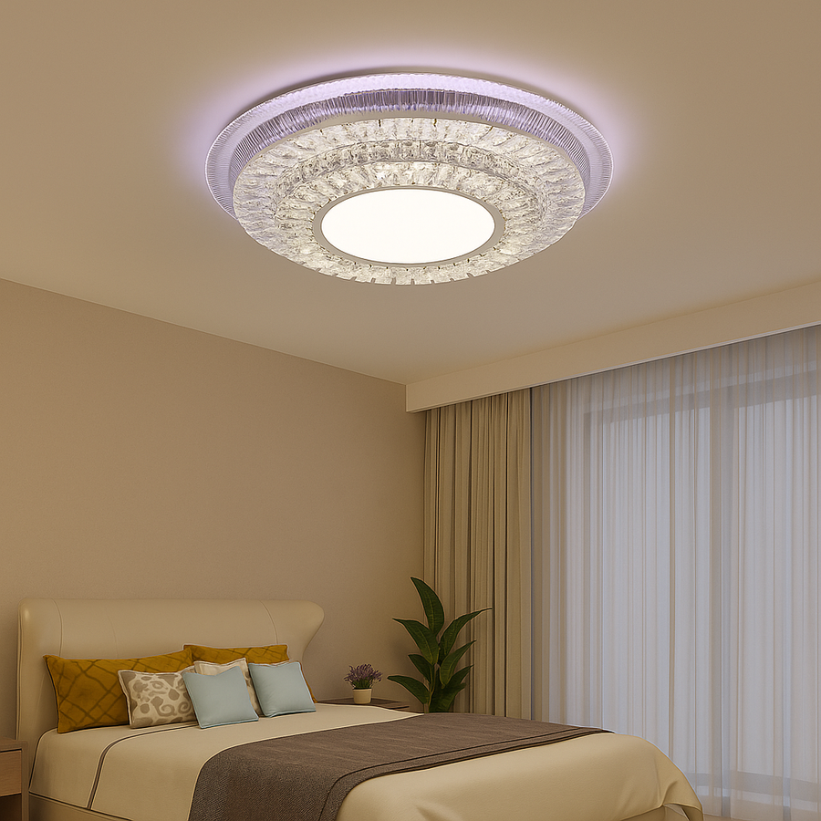 Πολυέλαιος LED με τηλεχειριστήριο MIRALUX RGB, 62W, Μπλε/Κρύο/Ουδέτερο/Ζεστό φως, Ρυθμιζόμενο, Λευκός πολυέλαιος LED με τηλεχειριστήριο Προεπιλεγμένος τίτλος Alessandro Design