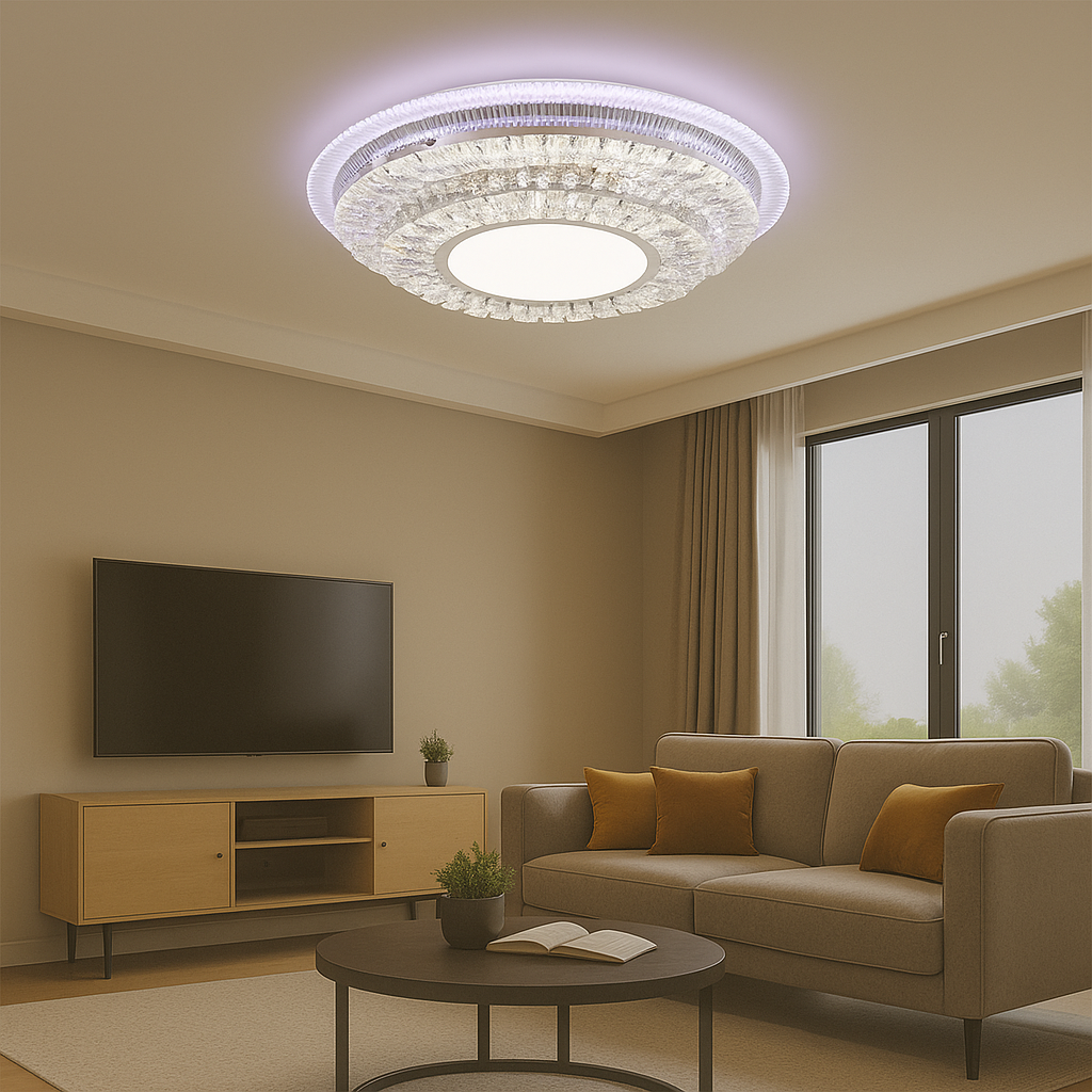 Πολυέλαιος LED με τηλεχειριστήριο MIRALUX RGB, 62W, Μπλε/Κρύο/Ουδέτερο/Ζεστό φως, Ρυθμιζόμενο, Λευκός πολυέλαιος LED με τηλεχειριστήριο Προεπιλεγμένος τίτλος Alessandro Design