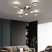 Lustra LED cu Telecomnda MARIA, 44W, 8 Elemente, Lumina Calda/Rece/Neutra, Dimabila, Negru/Auriu Lustre LED cu Telecomanda Default Title Alessandro Design