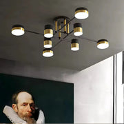 Lustra LED cu Telecomanda MARIO, 32W, 8 Elemente, Lumina Rece/Calda/Neutra, Dimabila, Negru/Auriu Lustre LED cu Telecomanda Default Title Alessandro Design