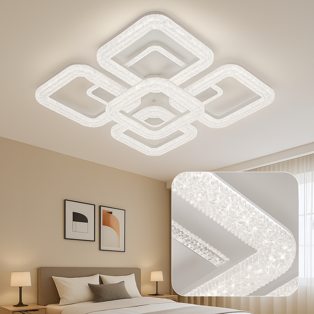 Πολυέλαιος LED Astrid με τηλεχειριστήριο, 134W, με δυνατότητα ρύθμισης ρύθμισης, Λευκοί πολυέλαιοι LED με τηλεχειριστήριο Προεπιλεγμένος τίτλος Alessandro Design
