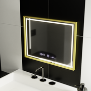 Ορθογώνιος καθρέφτης LED, 80x60 cm, Verite Royale Gold MotionGlow Marcello, Σύστημα αποθαμβώματος, Ρολόι & Θερμόμετρο, Dimable Καθρέφτες Marcello Προεπιλεγμένος τίτλος Alessandro Design