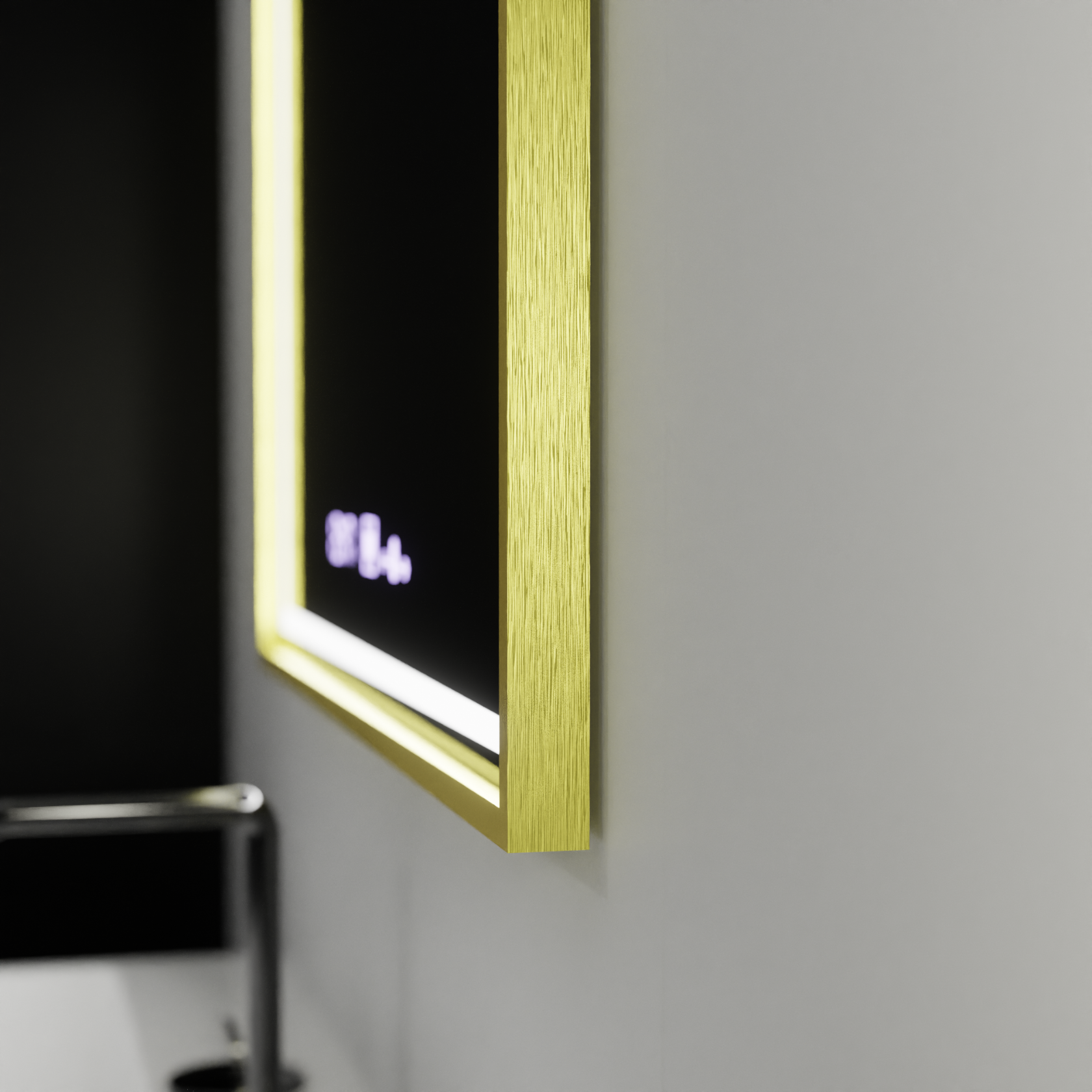 Ορθογώνιος καθρέφτης LED, 80x60 cm, Verite Royale Gold MotionGlow Marcello, Σύστημα αποθαμβώματος, Ρολόι & Θερμόμετρο, Dimable Καθρέφτες Marcello Προεπιλεγμένος τίτλος Alessandro Design