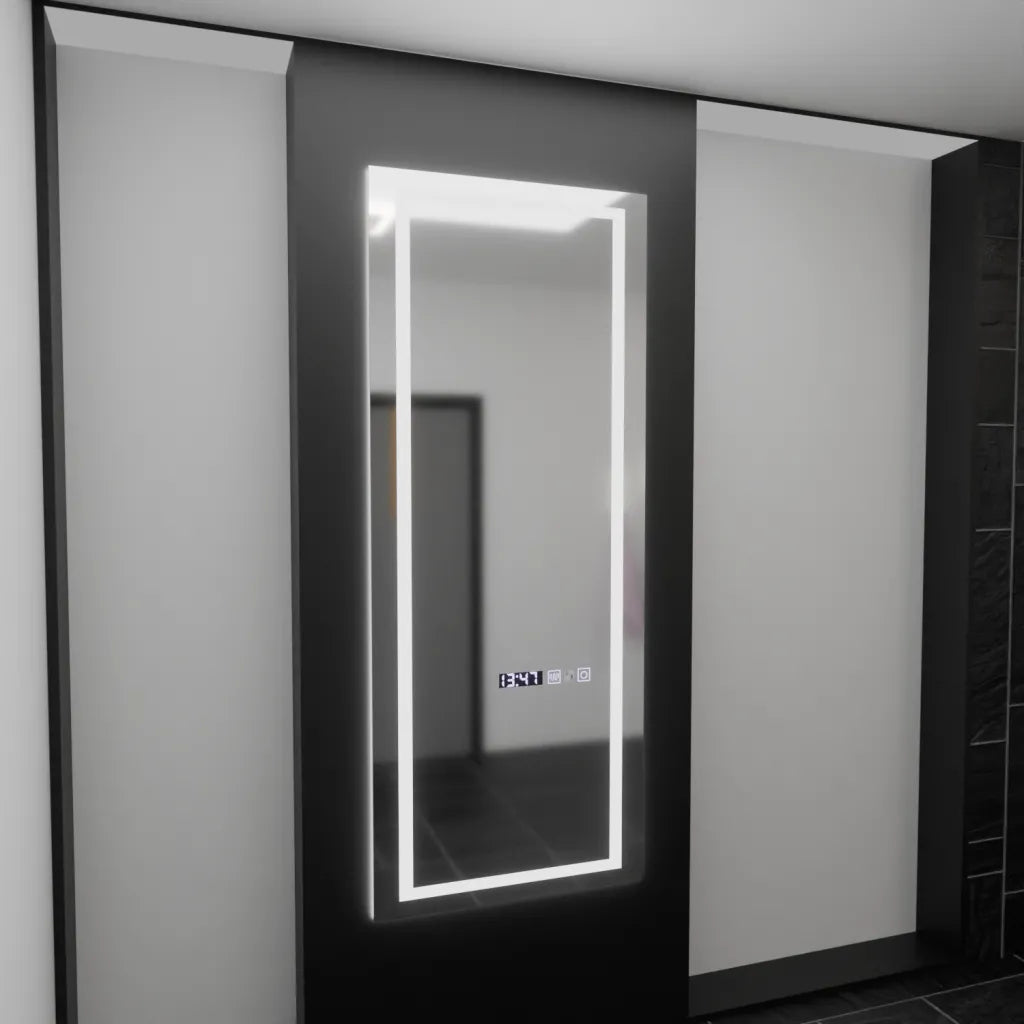 Ορθογώνιος καθρέφτης LED, 60x150 εκ., Αισθητήρας ραντάρ Alessia Marcello, Σύστημα αποθολώματος, Ρολόι & Θερμόμετρο, Dimabila, Καθρέφτες ντυσίματος Couture Προεπιλεγμένος τίτλος Alessandro Design