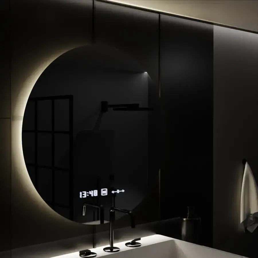 LED Στρογγυλός καθρέφτης, 70 cm, Serenite MotionGlow Marcello, Σύστημα αποθαμβώματος, Ρολόι & Θερμόμετρο, Dimable Mirrors Marcello Προεπιλεγμένος τίτλος Alessandro Design