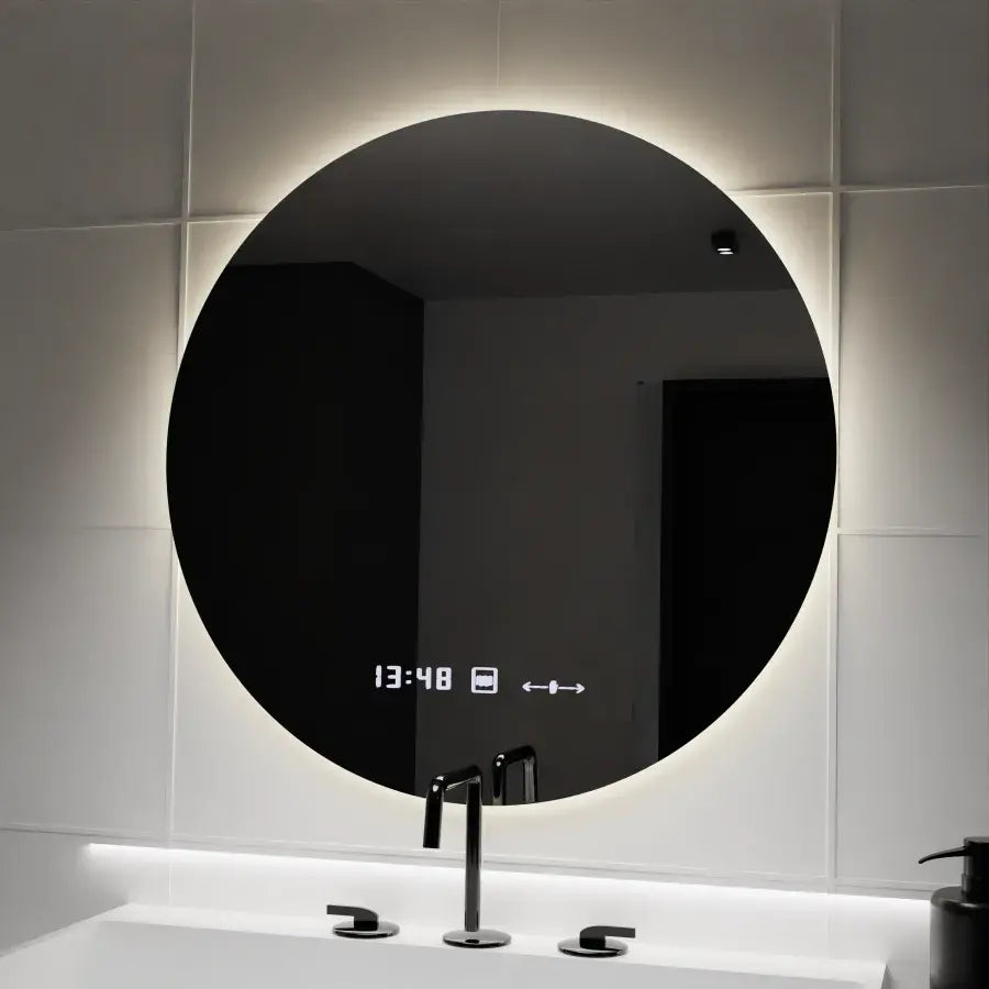 LED Στρογγυλός καθρέφτης, 70 cm, Serenite MotionGlow Marcello, Σύστημα αποθαμβώματος, Ρολόι & Θερμόμετρο, Dimable Mirrors Marcello Προεπιλεγμένος τίτλος Alessandro Design