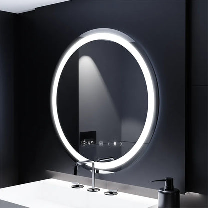 Στρογγυλός καθρέφτης LED, 70 εκ., Celeste MotionGlow Marcello, Σύστημα Demister, Ρολόι & Θερμόμετρο, Ρυθμιζόμενο, Θερμό Ουδέτερο Ψυχρό Φως 3000K/4000K/6000K Marcello Mirrors Προεπιλεγμένος τίτλος Alessandro Design