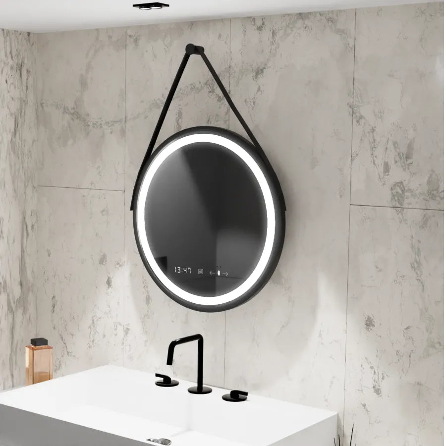 Στρογγυλός καθρέφτης LED, 60 cm, Celeste Majeste Noir Eleve MotionGlow Marcello, Σύστημα αποθάμβωσης, Ρολόι & Θερμόμετρο, Καθρέφτες Dimable Marcello Προεπιλεγμένος τίτλος Alessandro Design