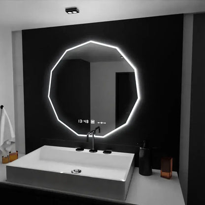 Καθρέφτης LED 60cm, POLIGON Sensor MotionGlow Marcello, Σύστημα αποθολώματος, Ρολόι & Θερμόμετρο, Dimabila Mirrors Marcello Προεπιλεγμένος τίτλος Alessandro Design