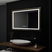 Ορθογώνιος καθρέφτης LED, 100x80cm, Verite Royale Gold Motion Glow Marcello, Σύστημα αποθάμβωσης, Ρολόι & Θερμόμετρο, Dimable Καθρέφτες Marcello Προεπιλεγμένος τίτλος Alessandro Design