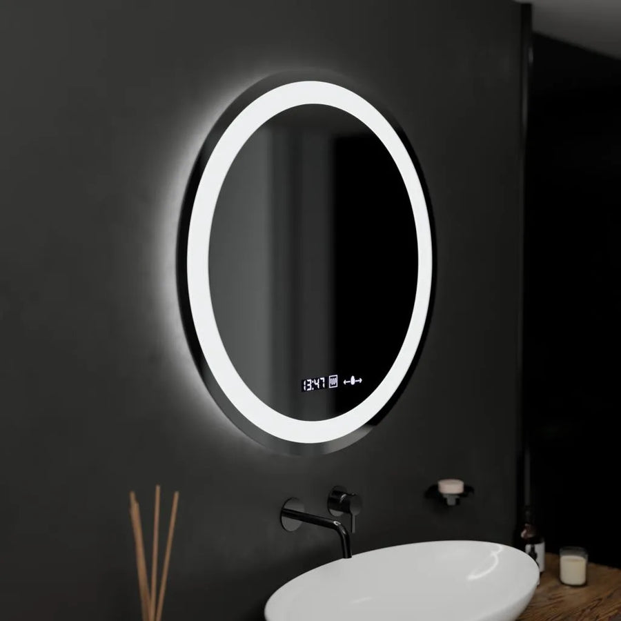 Στρογγυλός καθρέφτης LED, 60 cm, Celeste MotionGlow Marcello, Σύστημα Demister, Ρολόι & Θερμόμετρο, Ρυθμιζόμενο, Θερμό Ουδέτερο Ψυχρό Φως 3000K/4000K/6000K Marcello Mirrors Προεπιλεγμένος τίτλος Alessandro Design