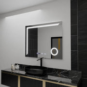 Ορθογώνιος καθρέφτης LED, 100x80 cm, Precision MotionGlow Marcello, Σύστημα αποθολώματος, Ρολόι & Θερμόμετρο, Καλλυντικός Μεγεθυντικός φακός, Καθρέφτες Dimable Marcello Προεπιλεγμένος τίτλος Alessandro Design
