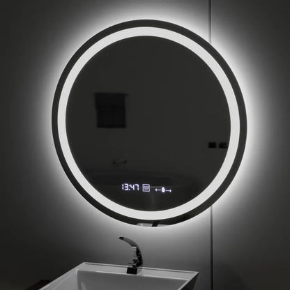 Στρογγυλός καθρέφτης LED, διάμετρος 50 cm, Celeste MotionGlow Marcello, Σύστημα αποθάμβωσης, Ρολόι & Θερμόμετρο, Ρυθμιζόμενο, Θερμό Ουδέτερο Ψυχρό Φως 3000K/4000K/6000K Καθρέφτες Marcello Προεπιλεγμένος τίτλος Alessandro Design
