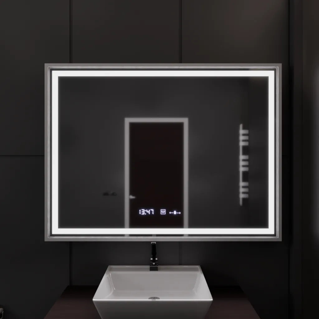 Ορθογώνιος καθρέφτης LED, 120x80cm, Verite Imperial Silver Motion Glow Marcello, Σύστημα αποθαμβώματος, Ρολόι & Θερμόμετρο, Καθρέφτες Dimable Marcello Προεπιλεγμένος τίτλος Alessandro Design