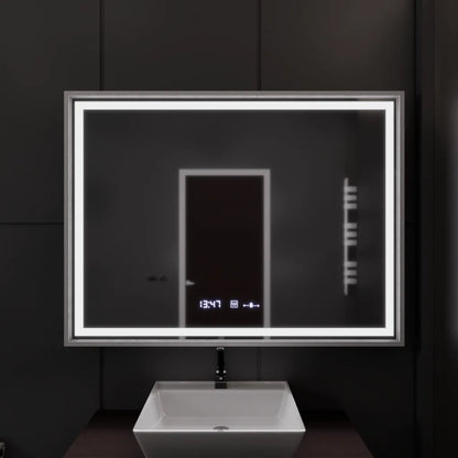 Ορθογώνιος καθρέφτης LED, 120x80cm, Verite Imperial Silver Motion Glow Marcello, Σύστημα αποθαμβώματος, Ρολόι & Θερμόμετρο, Καθρέφτες Dimable Marcello Προεπιλεγμένος τίτλος Alessandro Design