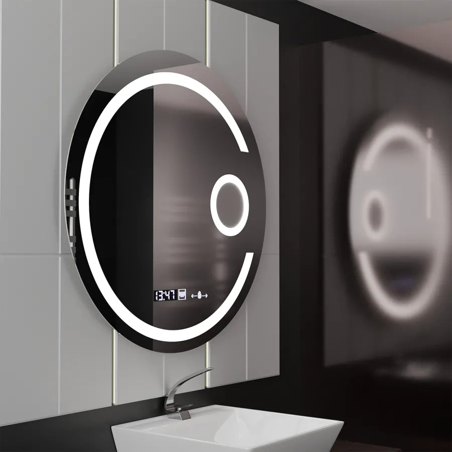 LED Στρογγυλός καθρέφτης, 22W, 70cm, Visio MotionGlow Marcello, Σύστημα αποθαμβώματος, Ρολόι & Θερμόμετρο, Καλλυντικός Μεγεθυντικός φακός, Dimable Marcello Mirrors Προεπιλεγμένος τίτλος Alessandro Design