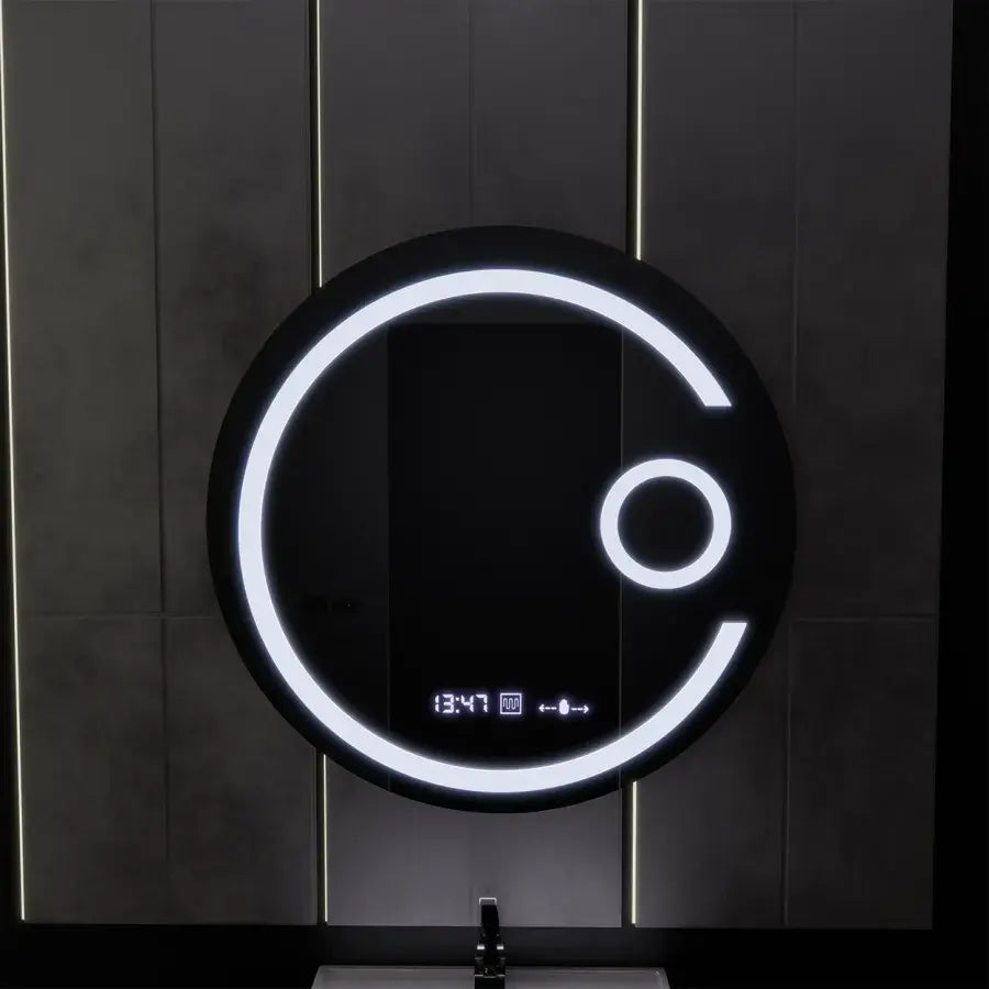 Στρογγυλός καθρέφτης LED, 60 cm, Visio MotionGlow Marcello, Σύστημα αποθαμβώματος, Ρολόι & Θερμόμετρο, Καλλυντικός Μεγεθυντικός φακός, Καθρέφτες με δυνατότητα ρύθμισης ρύθμισης Marcello Προεπιλεγμένος τίτλος Alessandro Design