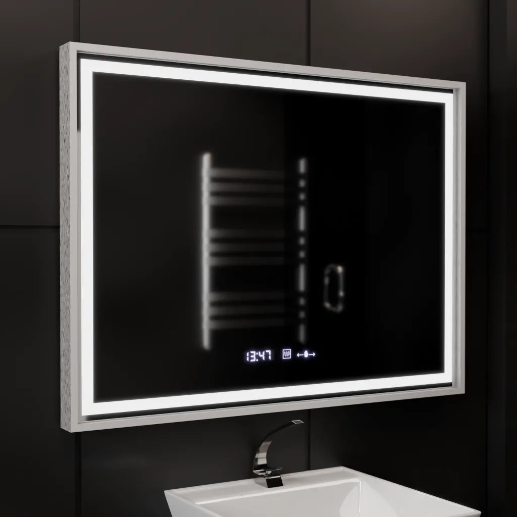 Ορθογώνιος καθρέφτης LED, 80x60 cm, Verite Imperial Silver Motion Glow Marcello, Σύστημα αποθαμβώματος, Ρολόι & Θερμόμετρο, Dimable Καθρέφτες Marcello Προεπιλεγμένος τίτλος Alessandro Design