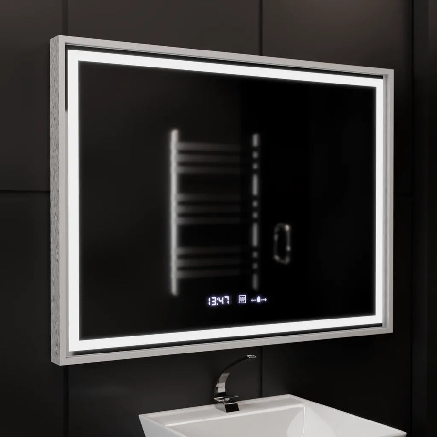 Ορθογώνιος καθρέφτης LED, 80x60 cm, Verite Imperial Silver Motion Glow Marcello, Σύστημα αποθαμβώματος, Ρολόι & Θερμόμετρο, Dimable Καθρέφτες Marcello Προεπιλεγμένος τίτλος Alessandro Design