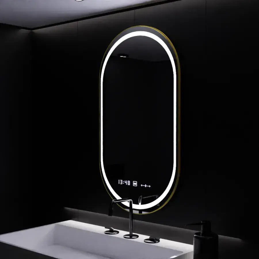 Οβάλ καθρέφτης LED, 50x80 cm, αισθητήρας Roven Marcello MotionGlow, Σύστημα αποθολώματος, Ρολόι & Θερμόμετρο, Καθρέφτες Dimable Marcello Προεπιλεγμένος τίτλος Alessandro Design