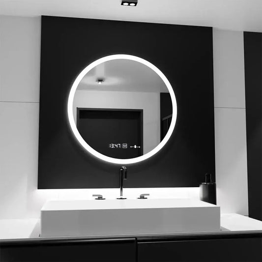 LED Στρογγυλός καθρέφτης 50cm Giulia Sensor MotionGlow Marcello Σύστημα αποθολώματος Ρολόι & Θερμόμετρο Dimabila Mirrors Marcello Προεπιλεγμένος τίτλος Alessandro Design