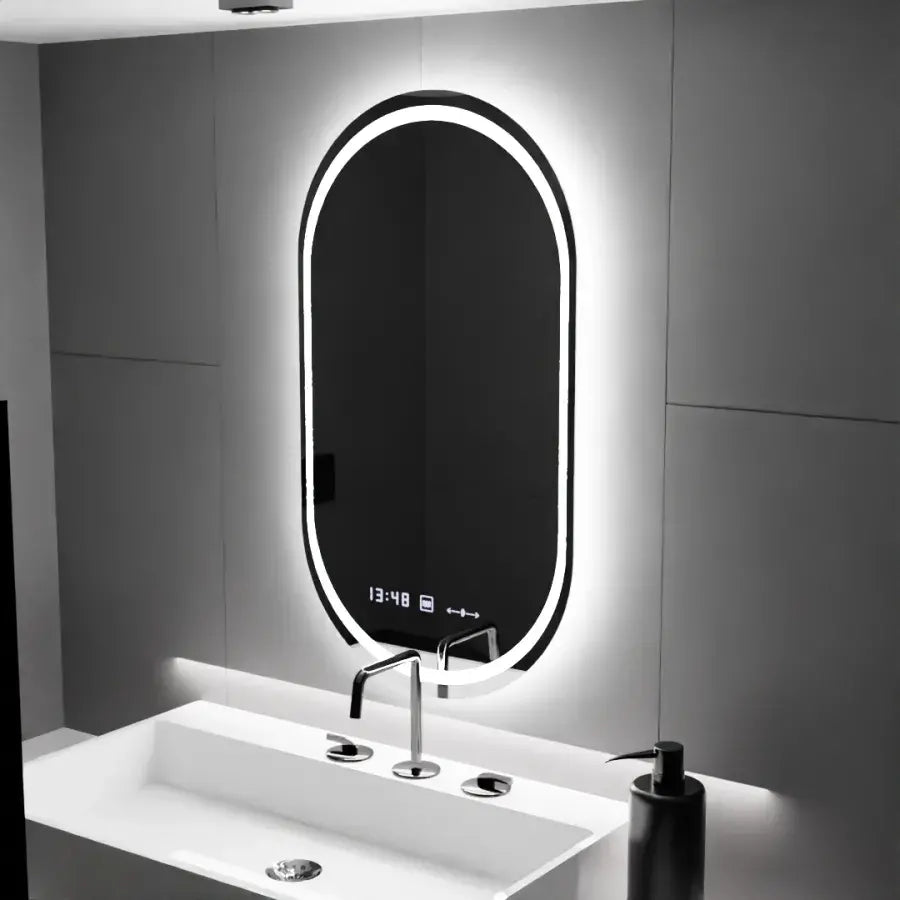Οβάλ καθρέφτης LED, 60x80cm, Eminence MotionGlow Marcello, Σύστημα αποθαμβώματος, Ρολόι & Θερμόμετρο, Καθρέφτες Dimable Marcello Προεπιλεγμένος τίτλος Alessandro Design