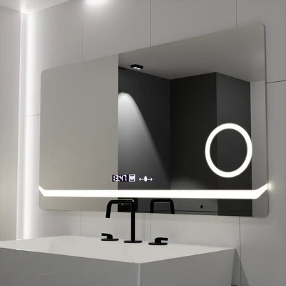 Ορθογώνιος καθρέφτης LED, 80x60 cm, Definition MotionGlow Marcello, Σύστημα αποθαμβώματος, Ρολόι & Θερμόμετρο, Καλλυντικός Μεγεθυντικός φακός, Καθρέφτες Dimable Marcello Προεπιλεγμένος τίτλος Alessandro Design