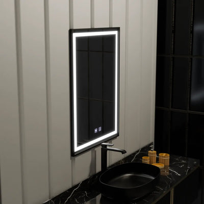 Ορθογώνιος καθρέφτης LED 60x90cm EDGE Touch Demister System, Μαύρος Σκελετός