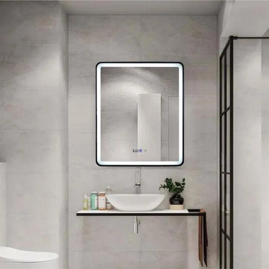 Ορθογώνιος καθρέφτης LED 70x90cm EDGE Touch Demister System, Καθρέφτες μαύρου πλαισίου Korman E Προεπιλεγμένος τίτλος Alessandro Design