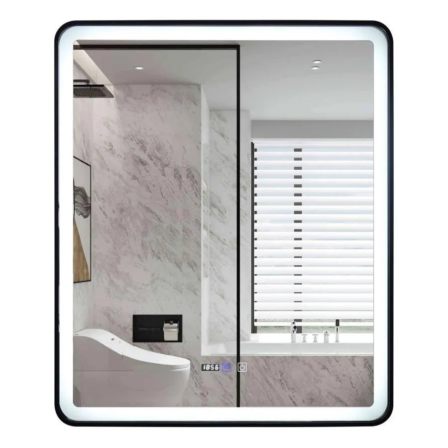 Ορθογώνιος καθρέφτης LED 70x90cm EDGE Touch Demister System, Καθρέφτες μαύρου πλαισίου Korman E Προεπιλεγμένος τίτλος Alessandro Design