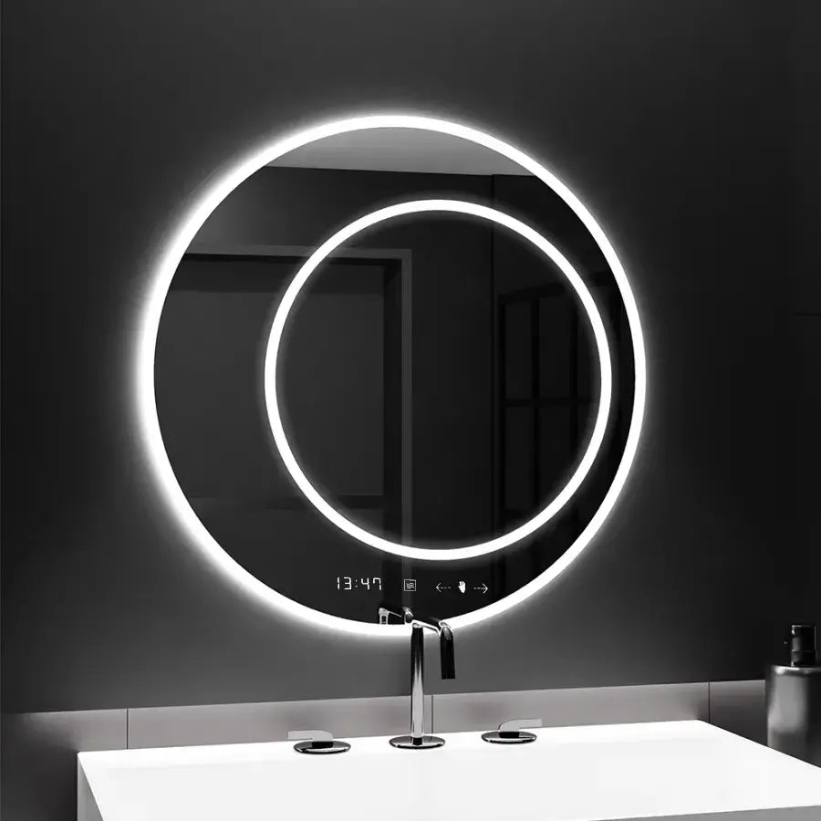 Στρογγυλός καθρέφτης LED, 60 εκ., July Touch Marcello, Σύστημα αποθολώματος, Ρολόι & Θερμόμετρο, Καθρέφτες Dimabila Marcello Προεπιλεγμένος τίτλος Alessandro Design