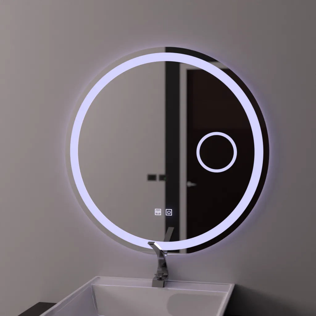 LED Στρογγυλός καθρέφτης 70cm, Touch Luxor, Σύστημα Demister, Καθρέφτης Μπάνιου με δυνατότητα ρύθμισης φωτισμού με LED και Demister Προεπιλεγμένος τίτλος Alessandro Design
