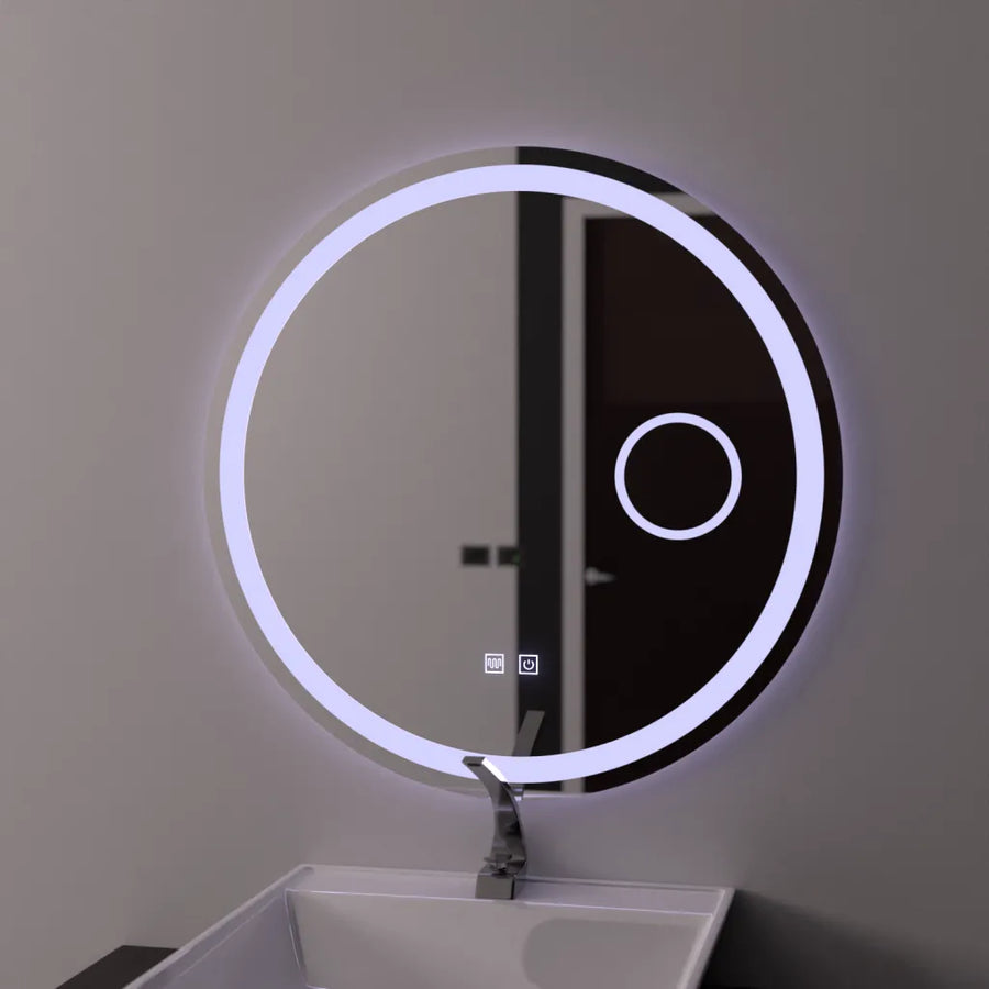 LED Στρογγυλός καθρέφτης 70cm, Touch Luxor, Σύστημα Demister, Καθρέφτης Μπάνιου με δυνατότητα ρύθμισης φωτισμού με LED και Demister Προεπιλεγμένος τίτλος Alessandro Design