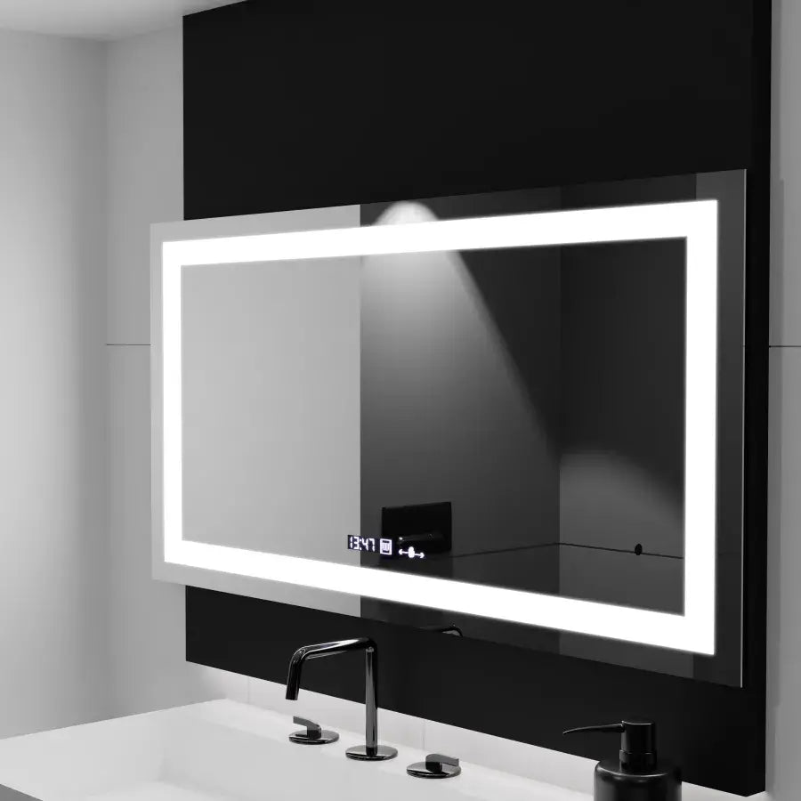 Ορθογώνιος καθρέφτης LED, 160x80 cm, Verite MotionGlow Marcello, Σύστημα αποθάμβωσης, Ρολόι & Θερμόμετρο, Dimable Mirrors Marcello Προεπιλεγμένος τίτλος Alessandro Design