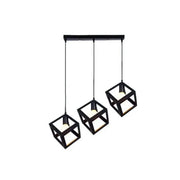 Cube Shape Chandelier, STRUKTUR Linear Trio, 3x E27, Μαύρο, Metal Luster Βιομηχανικός προεπιλεγμένος τίτλος Alessandro Design
