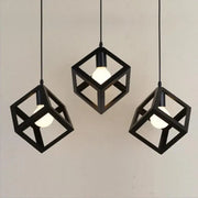 Cube Shape Chandelier, STRUKTUR Linear Trio, 3x E27, Μαύρο, Metal Luster Βιομηχανικός προεπιλεγμένος τίτλος Alessandro Design