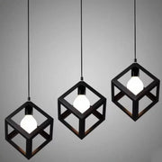 Cube Shape Chandelier, STRUKTUR Linear Trio, 3x E27, Μαύρο, Metal Luster Βιομηχανικός προεπιλεγμένος τίτλος Alessandro Design
