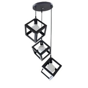 Cube Shape Chandelier, STRUKTUR Cluster, 3 x E27, Black, Metal Luster Βιομηχανικός προεπιλεγμένος τίτλος Alessandro Design