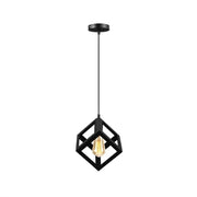 Cube Shape Chandelier, STRUKTUR Uno, 1x E27, Black, Suspended, Metal Luster Industrial Προεπιλεγμένος τίτλος Alessandro Design