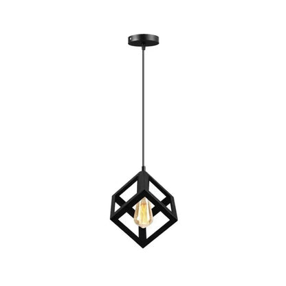 Cube Shape Chandelier, STRUKTUR Uno, 1x E27, Black, Suspended, Metal Luster Industrial Προεπιλεγμένος τίτλος Alessandro Design