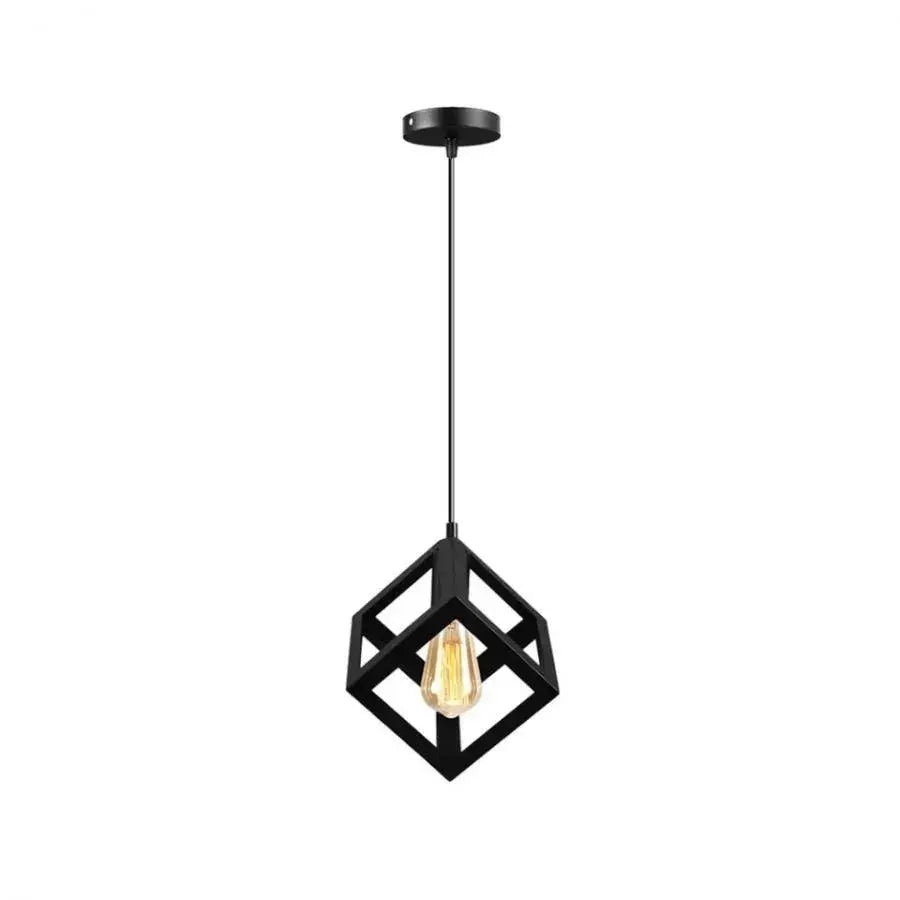 Cube Shape Chandelier, STRUKTUR Uno, 1x E27, Black, Suspended, Metal Luster Industrial Προεπιλεγμένος τίτλος Alessandro Design