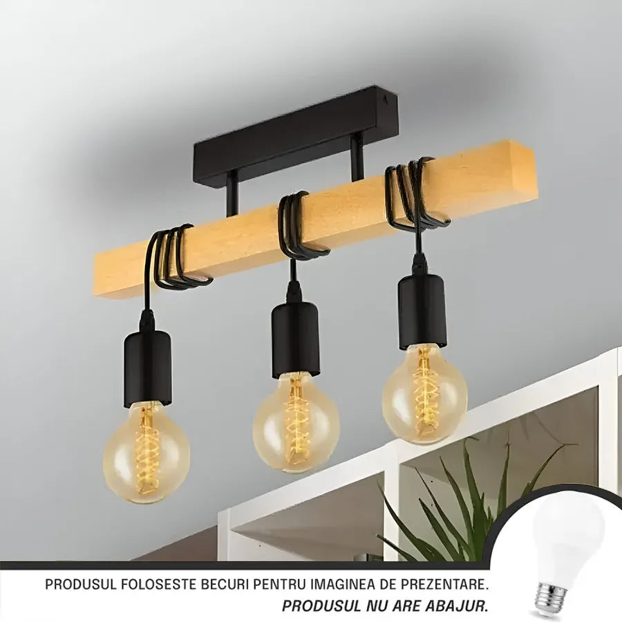 Timber Trio Chandelier, 3xE27, Black, Wood Vintage Chandeliers Προεπιλεγμένος τίτλος Alessandro Design