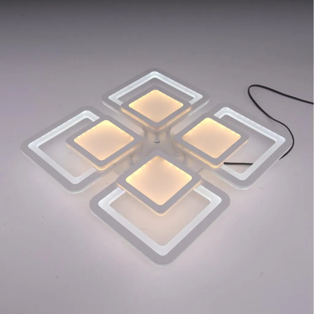 Πολυέλαιος LED με τηλεχειριστήριο SUSAN 96W, 4 τετράγωνα, κρύο/θερμό/ουδέτερο φως, ρυθμιζόμενο, λευκός πολυέλαιος LED με τηλεχειριστήριο Προεπιλεγμένος τίτλος Alessandro Design