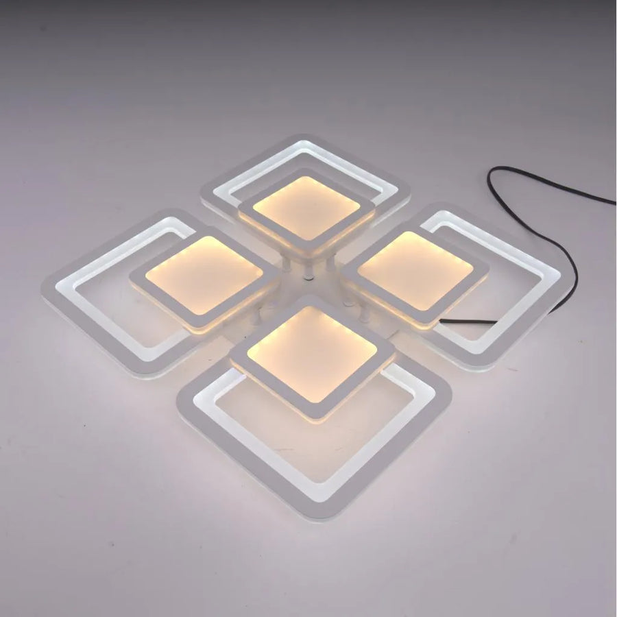Πολυέλαιος LED με τηλεχειριστήριο SUSAN 96W, 4 τετράγωνα, κρύο/θερμό/ουδέτερο φως, ρυθμιζόμενο, λευκός πολυέλαιος LED με τηλεχειριστήριο Προεπιλεγμένος τίτλος Alessandro Design