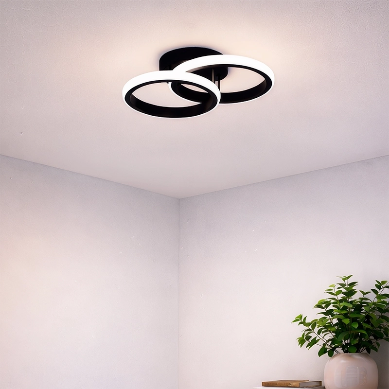 Πολυέλαιος LED VERTEX CIRCULA 21W, 2 κύκλοι, Μεταλλικά πλαίσια, Κρύο/Ζεστό/Ουδέτερο φως 3000K/4000K/6000K, Μαύρο, Μεταλλικοί πολυέλαιοι LED Προεπιλεγμένος τίτλος Alessandro Design