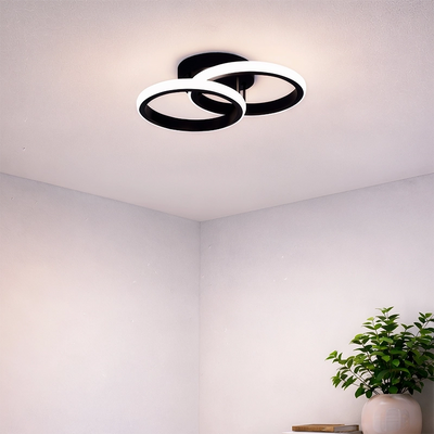 Πολυέλαιος LED VERTEX CIRCULA 21W, 2 Κύκλοι, Μεταλλικοί Σκελετοί, Ψυχρό/Ζεστό/Ουδέτερο φως 3000K/4000K/6000K, Μαύρο, Μεταλλικό